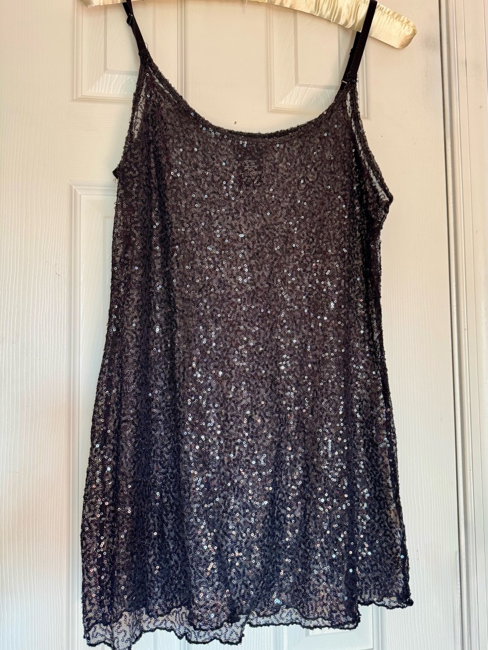 Metaphor Sequin Sheer Spaghetti Strap Tank Top Women’s XL